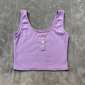 Heart Button Lavender Crop Top